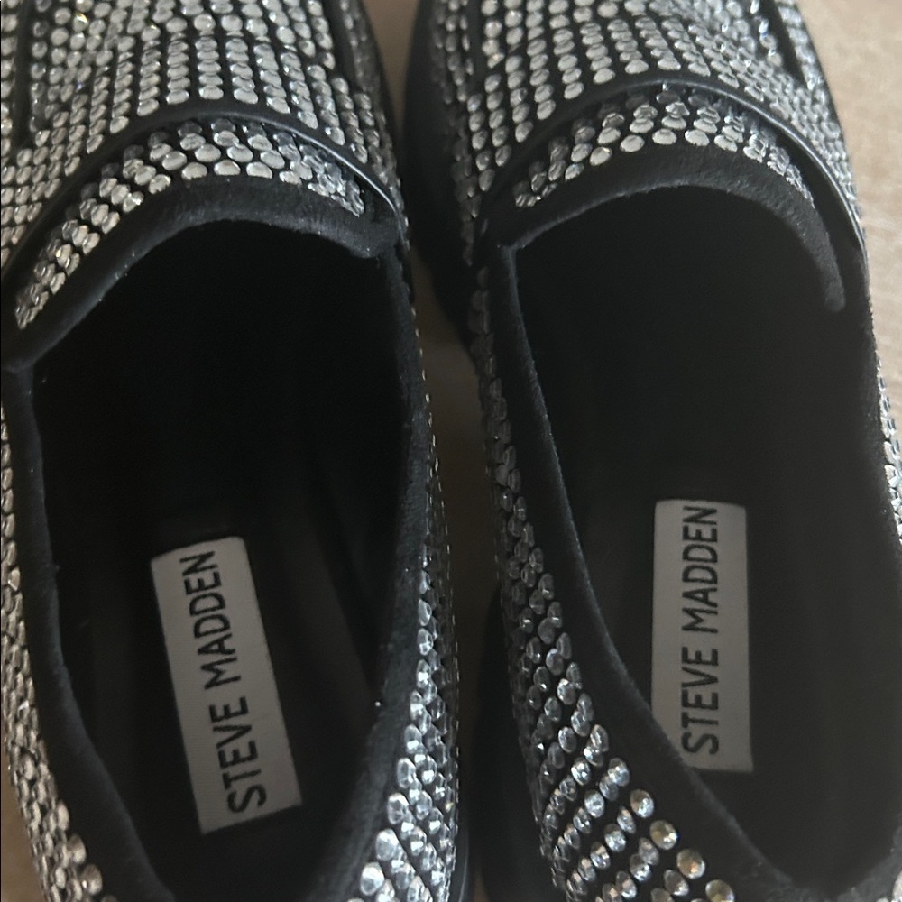 Steve Madden Y2K style retro Black silver sequin loafer women’s size 6 - Picture 5 of 9
